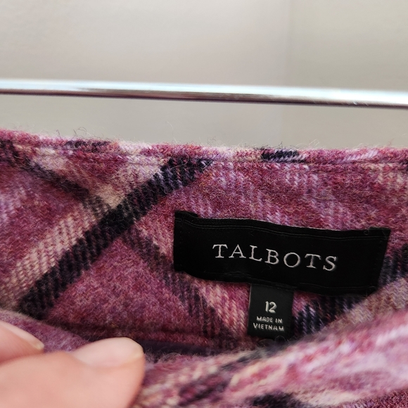 Talbots skirt size 12 purple plaid wool blend side zip knee length - Picture 5 of 6